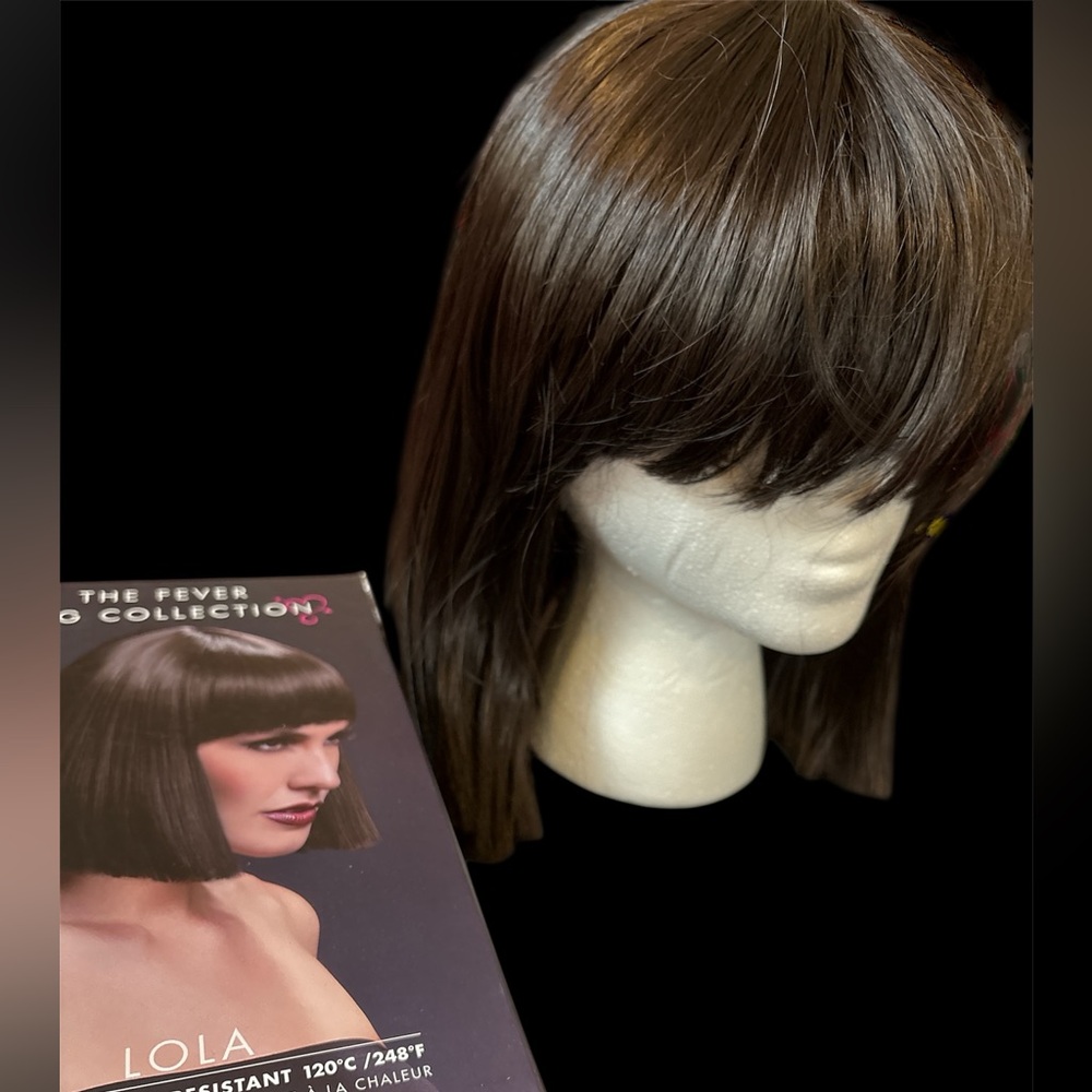 The Fever Wig Collection Lola Brown bob Wig bangs blunt cut